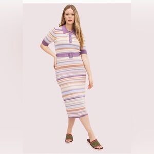 NWOT kate spade Multicolor Striped Midi Dress. Size XS